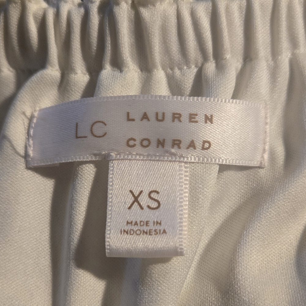 LC Lauren Conrad White Mini Dress with Black Polka Dot Print - Picture 2 of 9
